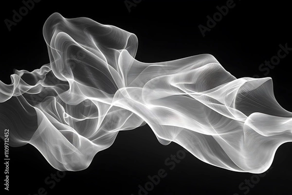 Obraz A realistic depiction of smoke swirling delicately in the air, showcasing intricate details and translucent layers.