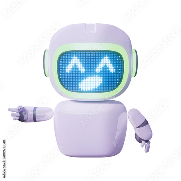 Fototapeta Assistance Bot - Point Right - Looking up amazed