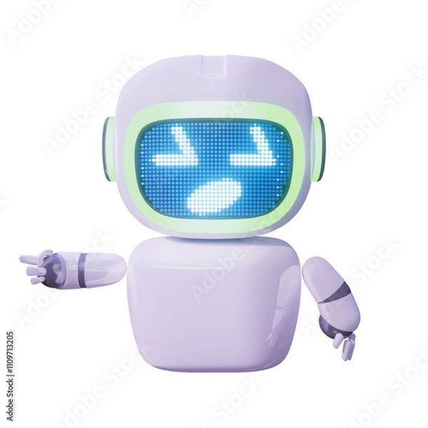 Fototapeta Assistance Bot - Point Right - Looking down amazed