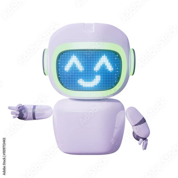 Fototapeta Assistance Bot - Point Right - Looking up smile