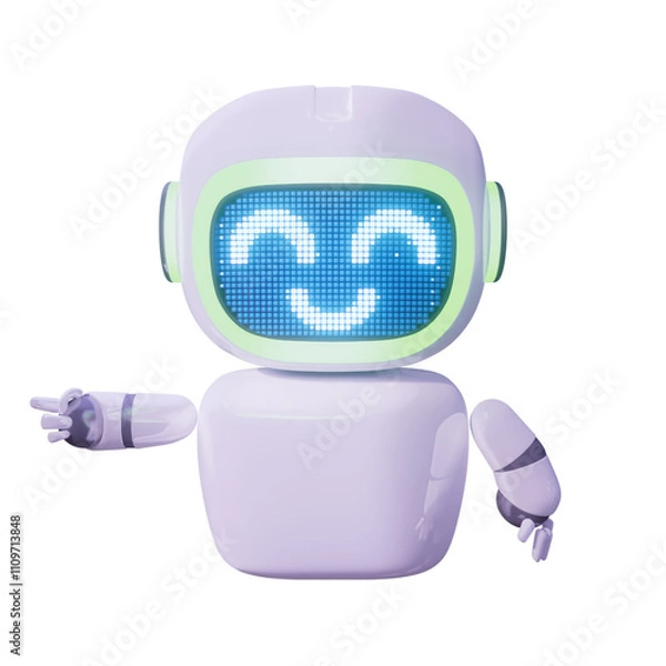 Fototapeta Assistance Bot - Point Right - Shy