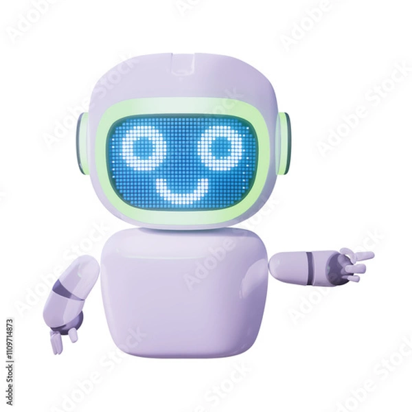 Fototapeta Assistance Bot - Point Left - Smile