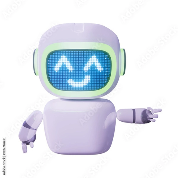 Fototapeta Assistance Bot - Point Left - Looking up smile