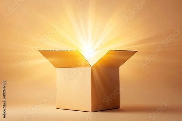 Obraz Brown gift box with bright lights