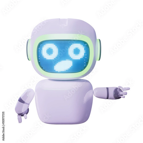 Fototapeta Assistance Bot - Point Left - Amazed Positive