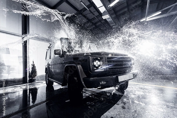 Obraz Samochód SUV na myjni
