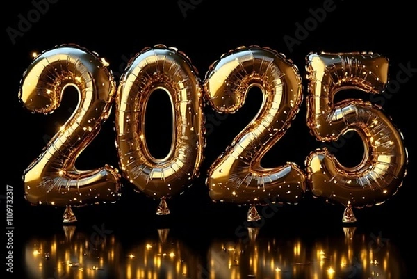 Fototapeta Number Balloons in the Shape of Numbers 2025 Happy New Year.
