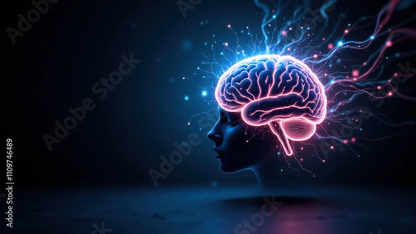 Fototapeta Mind-bending image showing an explosion of neural activity, symbolic of artificial general intelligence concepts.