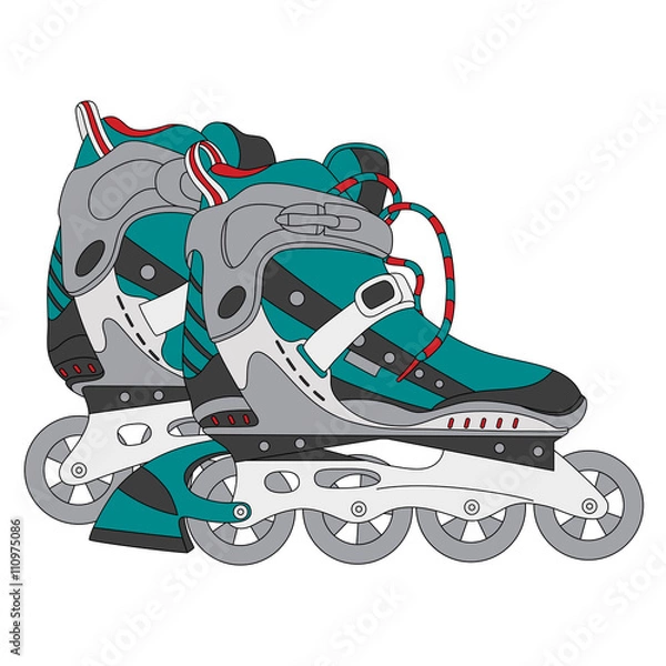 Fototapeta vector color roller skates 01