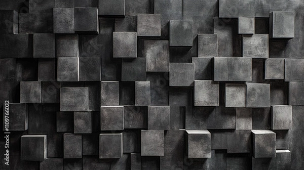 Obraz Dark Gray Cubic Blocks Wall Texture Background