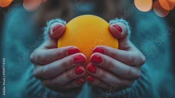 Fototapeta Holding the Sun: A Moment of Wonder and Enchantment