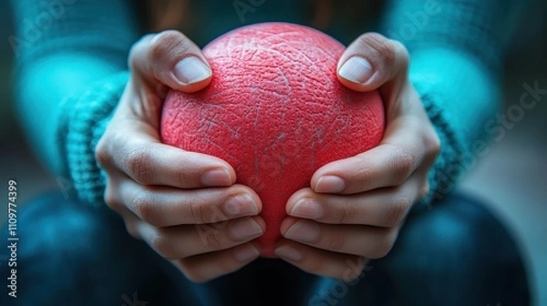 Obraz Hands Gently Holding a Vibrant Red Fruit