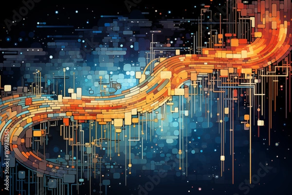 Fototapeta Curved Digital Harmony