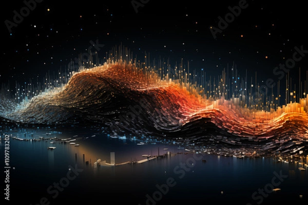 Fototapeta Digital Horizon: Abstract Lightscape Waves