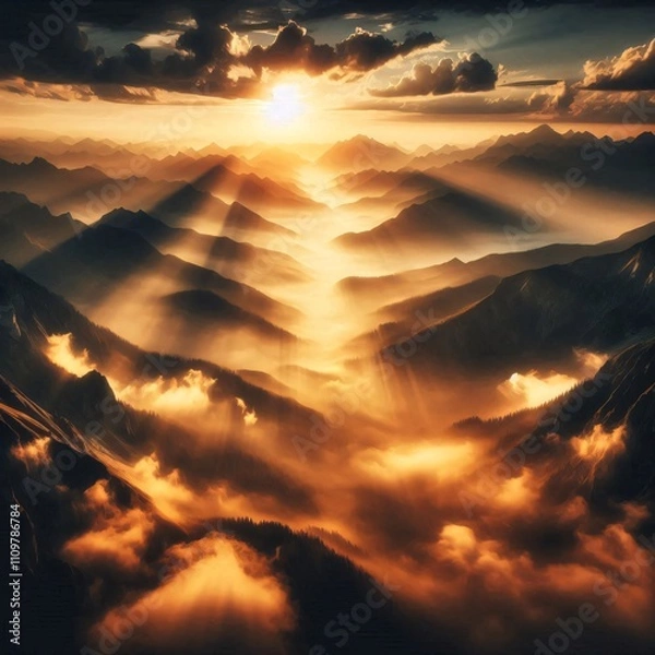 Obraz Sunbeams Through the Clouds