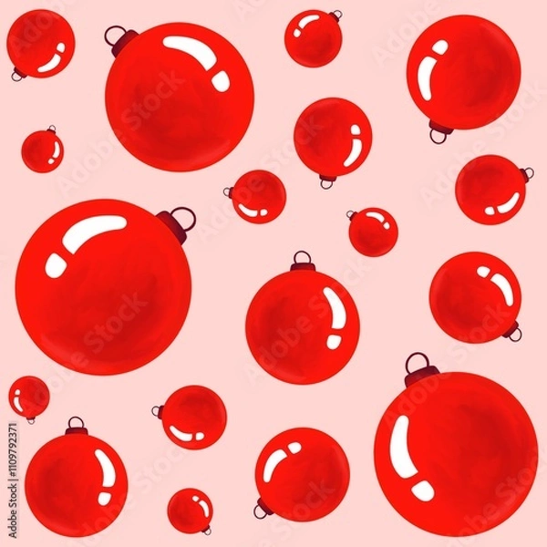 Obraz Christmas tree balls seamless pattern