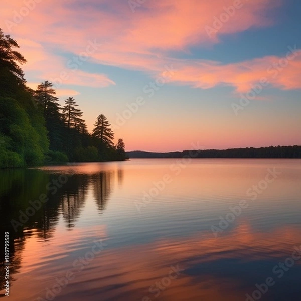 Obraz sunset over the lake