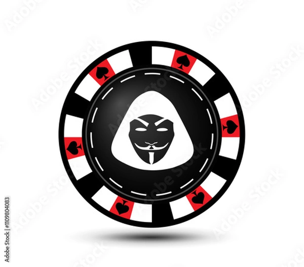 Obraz Vector casino chip. With a hacker image inside. Spade chip. Game, sport