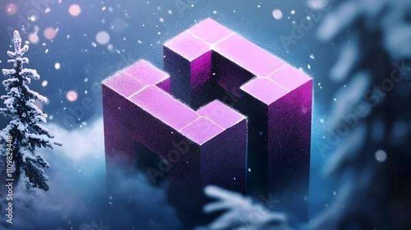 Obraz Abstract Purple Structure in Winter Snow Scene