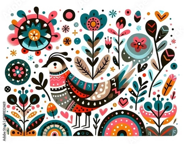 Fototapeta "Aves y Jardines de Ensueño"