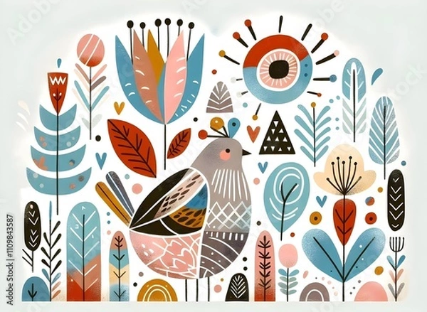 Fototapeta "Aves y Jardines de Ensueño"