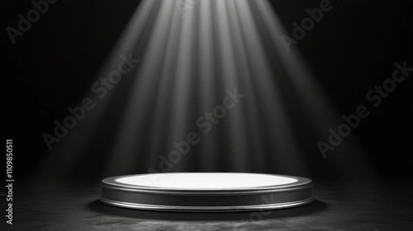 Obraz Illuminated Circular Platform Under Spotlight Rays