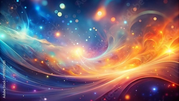 Fototapeta Cosmic Abstract Swirling Nebula with Glowing Particles and Stars