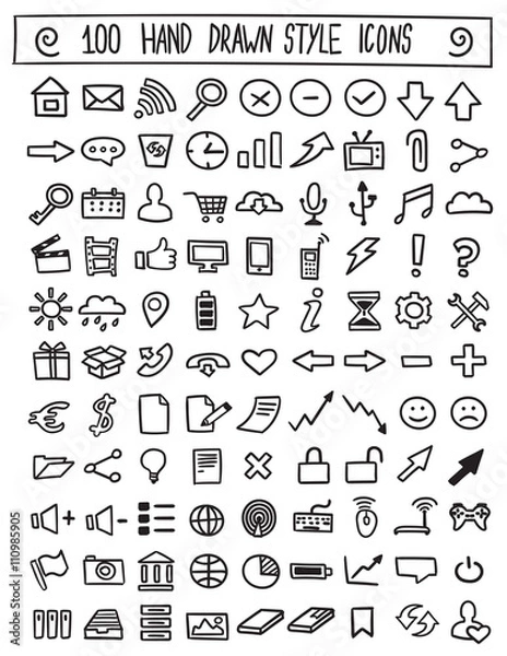 Obraz Hand drawn icons vector set
