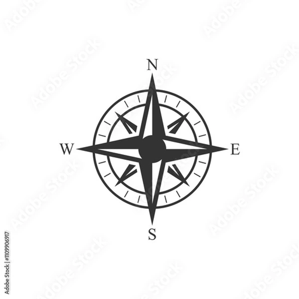 Fototapeta Compass icon. Compass vector illustration. Navigation symbol. Direction sign.