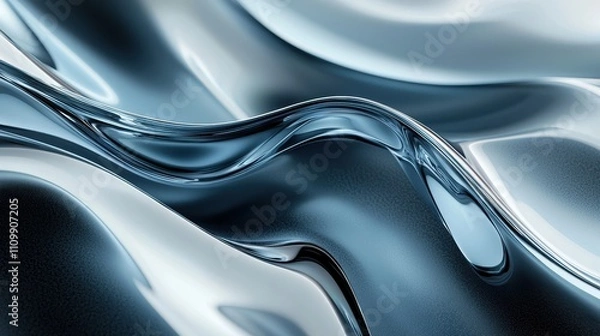 Fototapeta Abstract Blue and White Liquid Wave Design