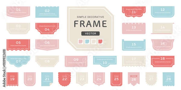 Obraz シンプルなデコレーションフレーム セット ( ベクター 見出し 装飾 タイトル カラフル )