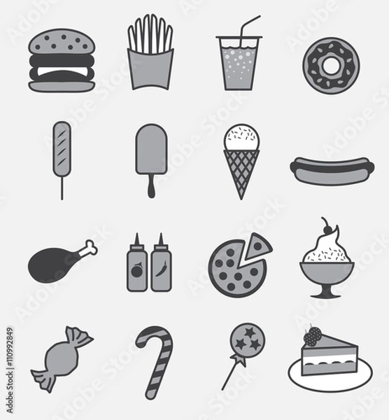 Fototapeta fast food icon set