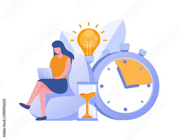 Fototapeta Schedule time management, strategy, target, deadline concept, planner, planning and organization, flat vector illustration banner for website
