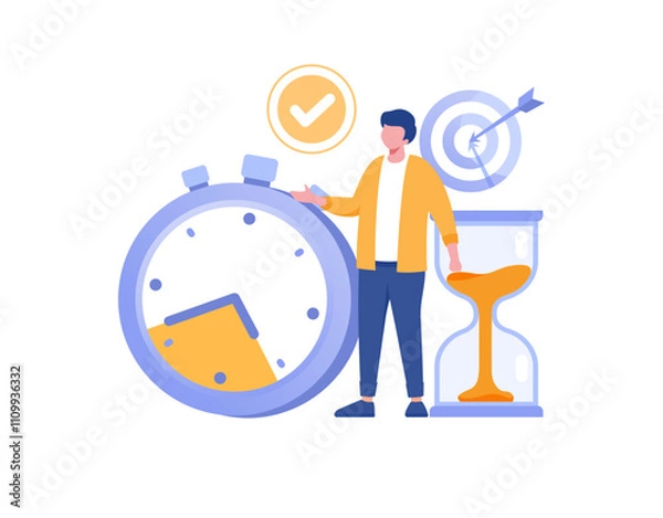 Fototapeta Schedule time management, strategy, target, deadline concept, planner, planning and organization, flat vector illustration banner for website