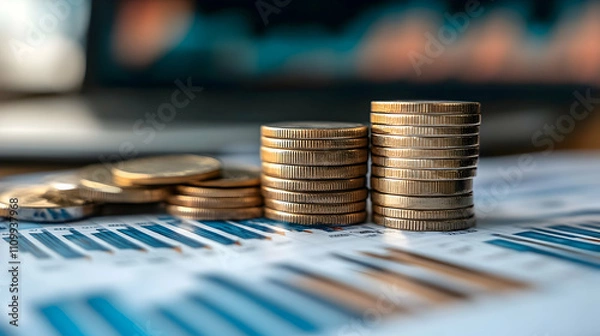Fototapeta Financial growth strategies business analysis investment trends corporate environment office view wealth management insights