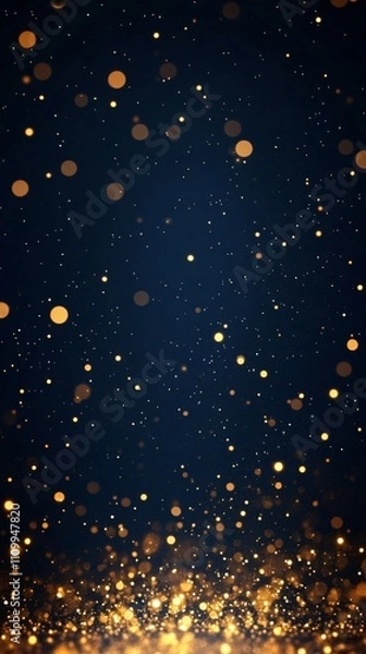 Fototapeta Elegant golden bokeh lights create a luxurious backdrop, perfect for festive occasions like Christmas and New Year celebrations. Ideal for invitations or greeting cards.