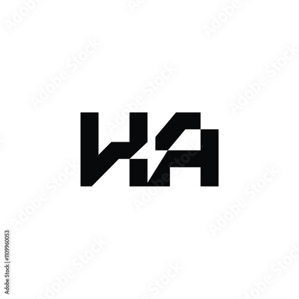 Fototapeta HA monogram logo design letter text name symbol monochrome logotype alphabet character simple logo