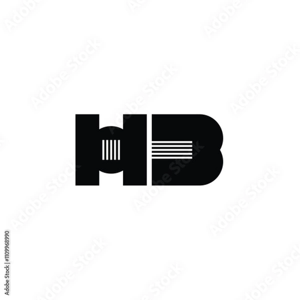 Fototapeta HB monogram logo design letter text name symbol monochrome logotype alphabet character simple logo