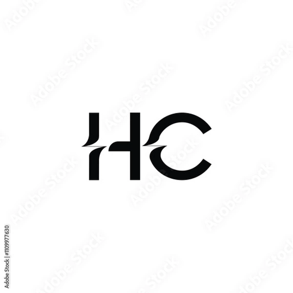 Fototapeta HC monogram logo design letter text name symbol monochrome logotype alphabet character simple logo