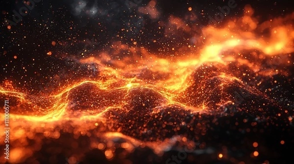 Fototapeta Futuristic Digital Interface Ablaze with Fiery Energy and Innovation