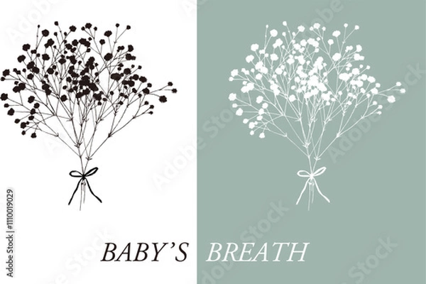 Fototapeta カスミソウのシルエットの花束