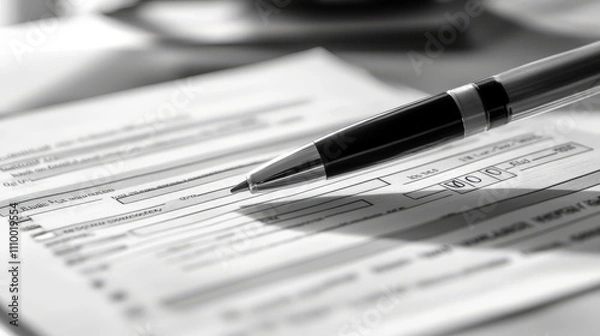 Obraz Application Form with Pen on Table
