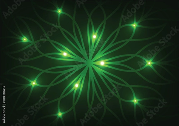 Obraz Green tech mandala center flower background