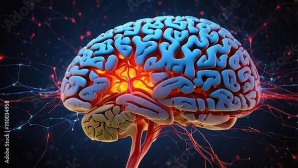 Fototapeta The human brain's basal ganglia are subcortical nuclei that regulate motor processes, cognition, emotions, learning, and voluntary-