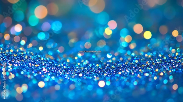 Obraz Sparkling blue glitter creating a mesmerizing texture under bright lights during a festive celebration blue grainy background, vibrant dark noise texture banner design