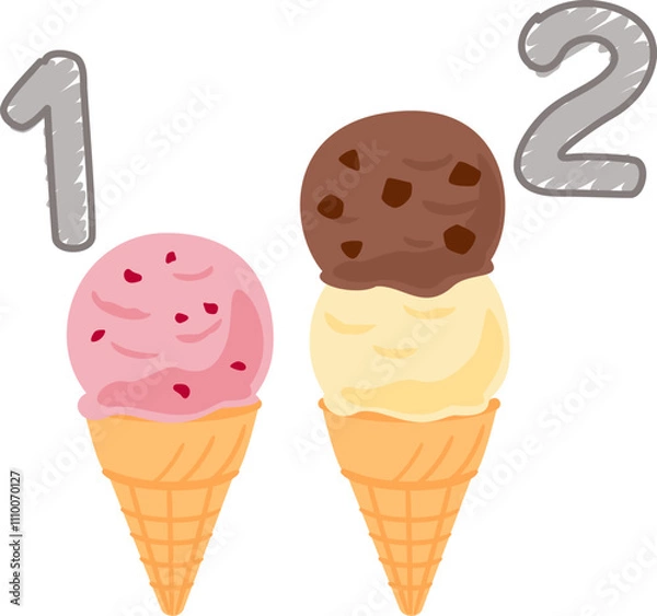 Fototapeta シングルサイズとダブルサイズのアイスクリーム