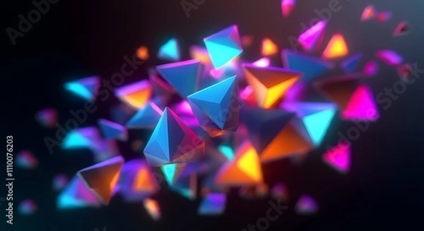 Fototapeta Shattered Geometry, Spectrum of Light, Abstract Illuminations, Prismatic Energy, Futuristic Fragments.