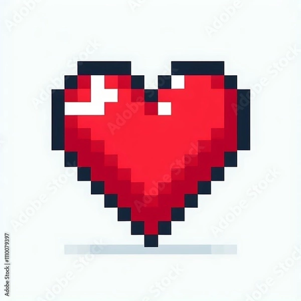 Fototapeta Pixelated red heart symbolizing love or affection.
