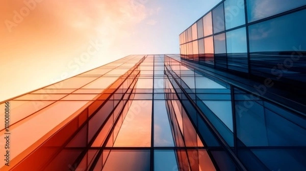Fototapeta Close-up modern building glass facade appears to be Exterior