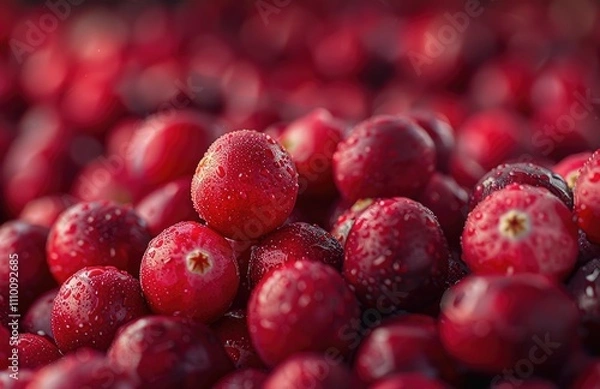 Obraz Fresh red cranberries close up